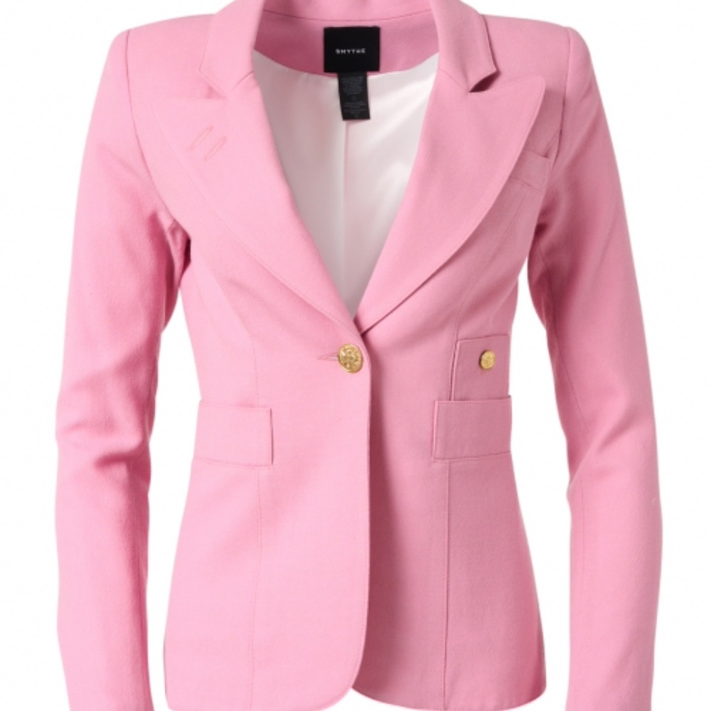 Smythe Blush Pink Blazer with Gold Button